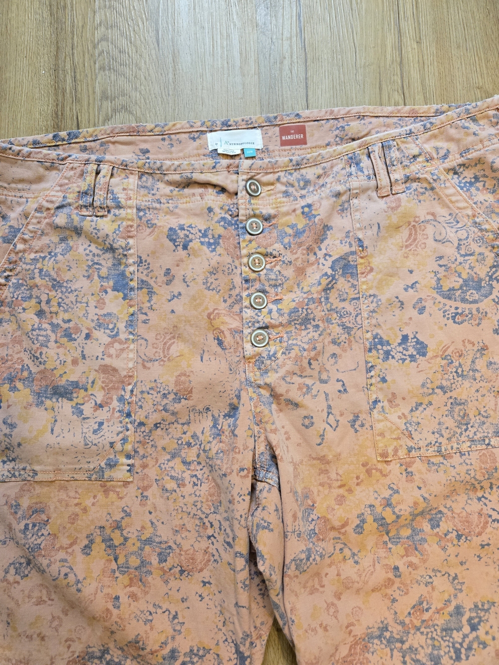 Anthropologie Pilcro The Wanderer Utility Pants Plus Size 24W Pink Floral Button - Picture 4 of 8